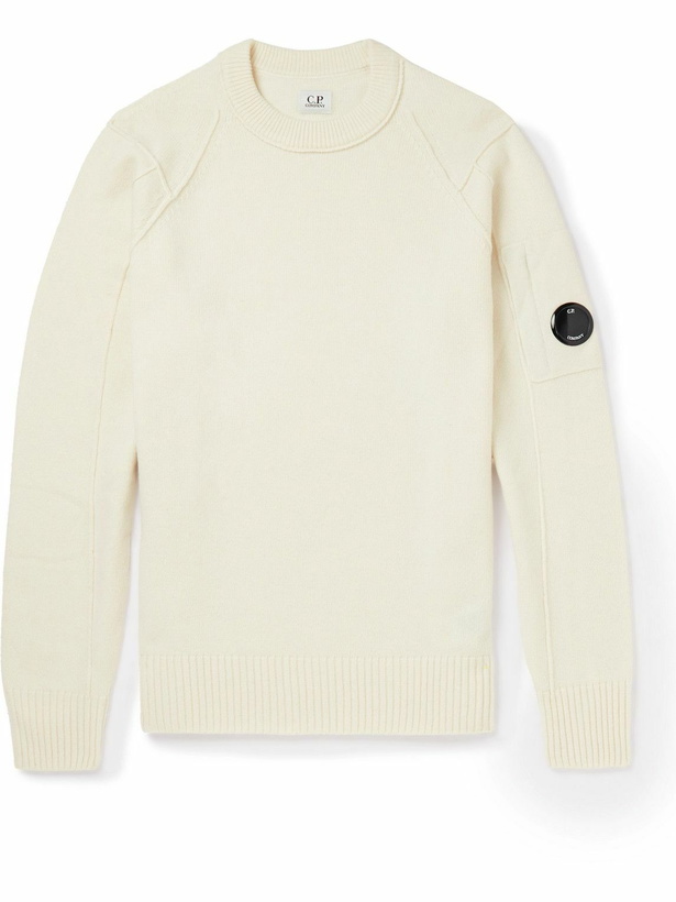 Photo: C.P. Company - Logo-Appliquéd Ribbed Wool-Blend Sweater - White