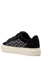 Cleens Ace Chevron-knit Suede Sneakers Black
