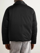 Bottega Veneta - Intrecciato Leather-Trimmed Matte-Shell Down Jacket - Black