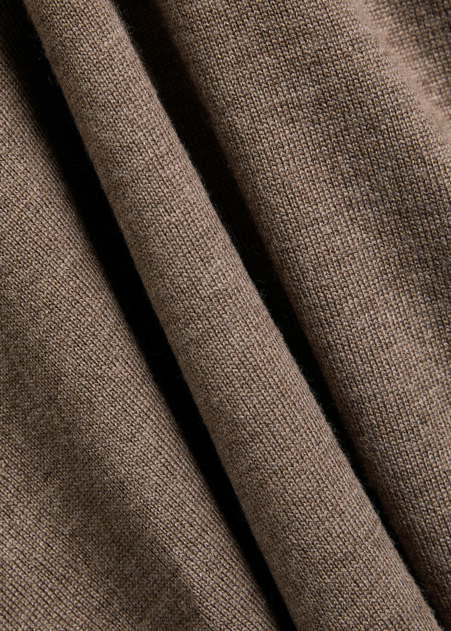 Officine Générale Merino Wool Polo Jumper Light Brown