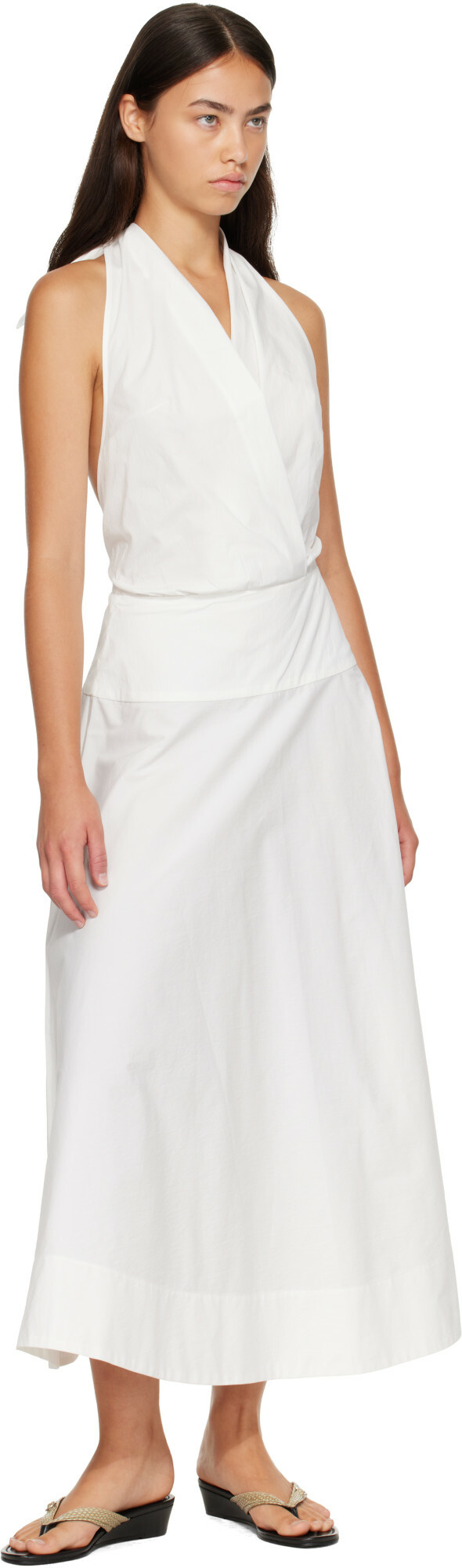 St. Agni White Halter Circle Hem Midi Dress