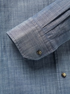 Peter Millar - Slim-Fit Button-Down Collar Cotton-Chambray Shirt - Blue