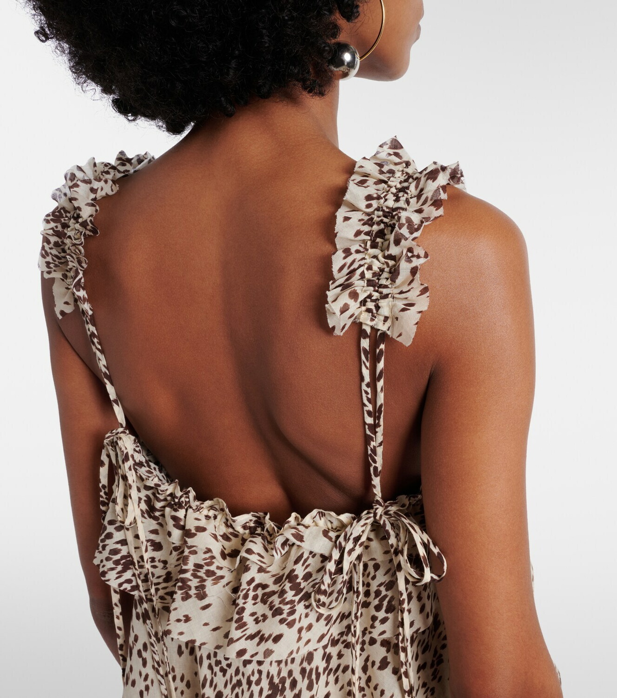 The Attico Leopard-print ruffled cotton minidress