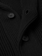 Thom Sweeney - Shawl-Collar Ribbed Merino Wool Cardigan - Black
