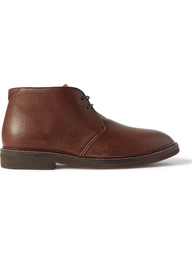 Photo: Brunello Cucinelli - Textured-Leather Desert Boots - Brown