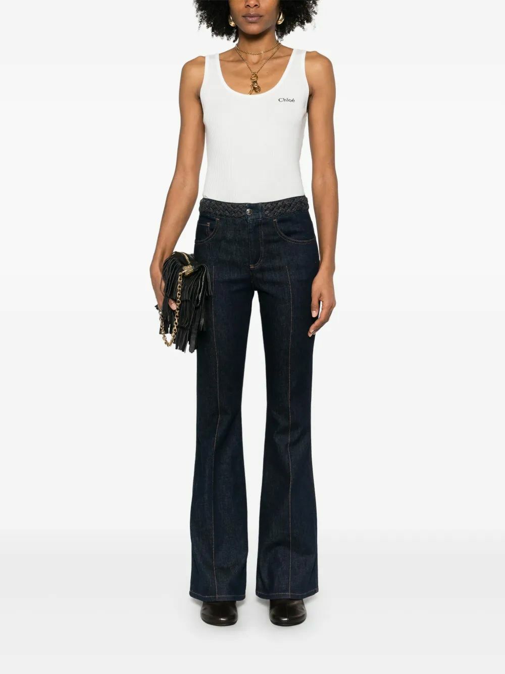 Chloé Women's Cotton Henley Tank Top White