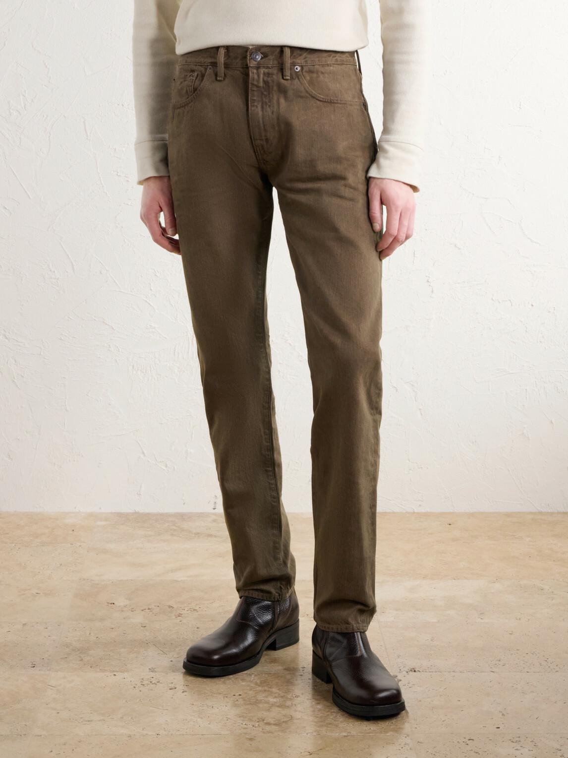 RRL - Slim-Fit Distressed Jeans - Brown
