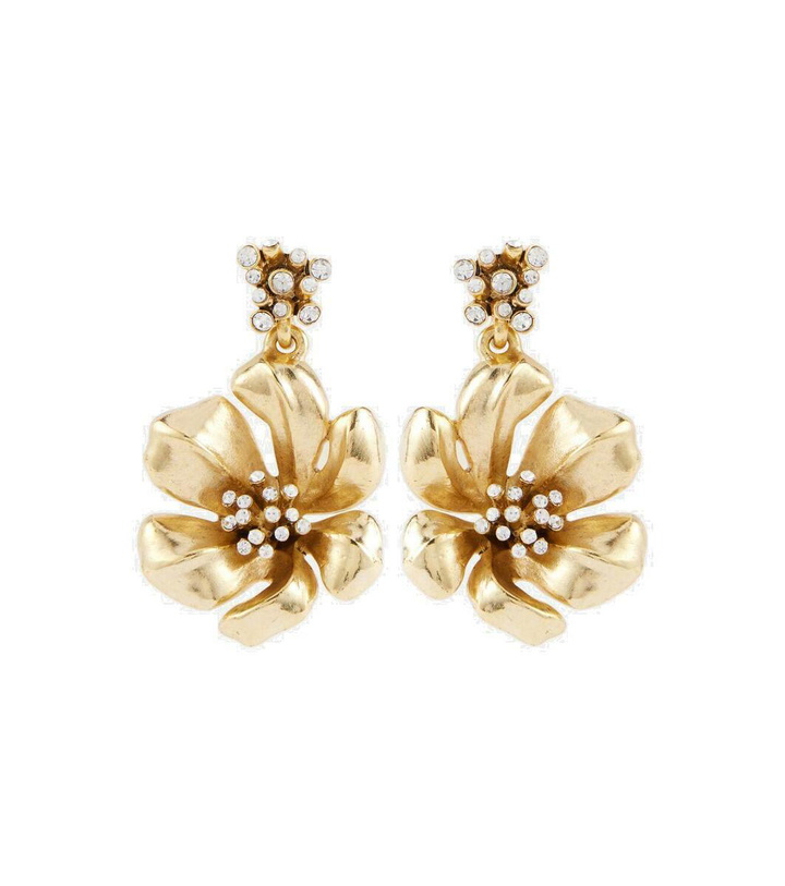 Photo: Oscar de la Renta Flower embellished drop earrings