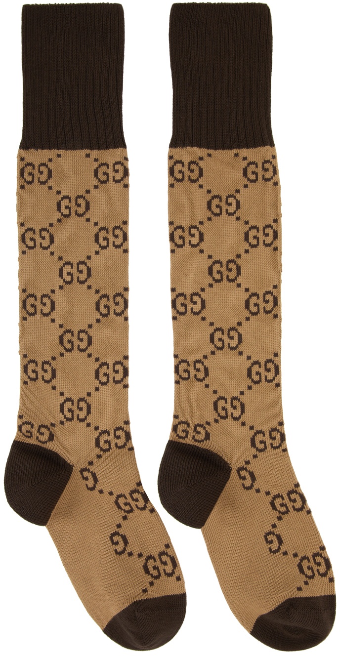 Photo: Gucci Beige & Brown GG Print Socks