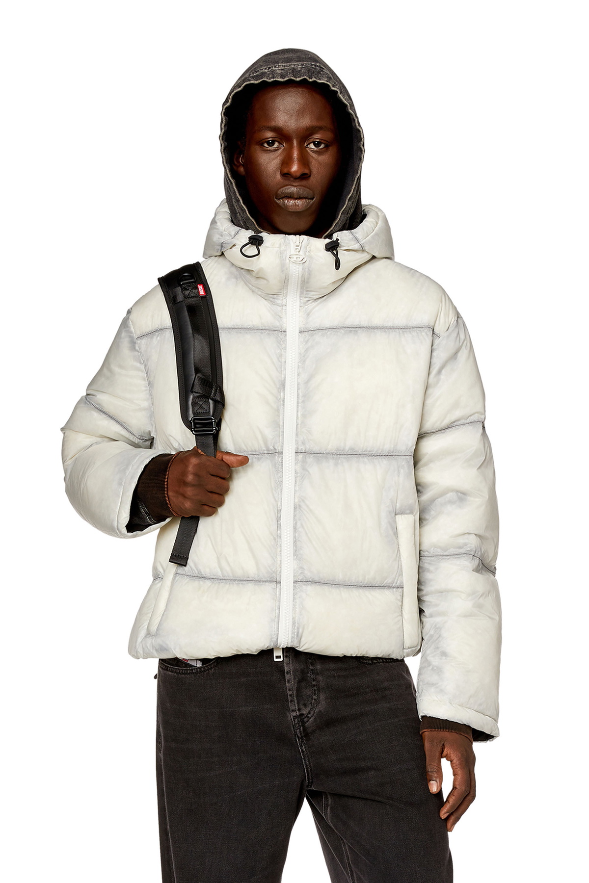 DIESEL TAUPE QUILTED ZIP UP OUTDOOR WINTER JACKET SIZE S M