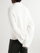 Bottega Veneta - Ribbed-Knit Polo Sweater - White