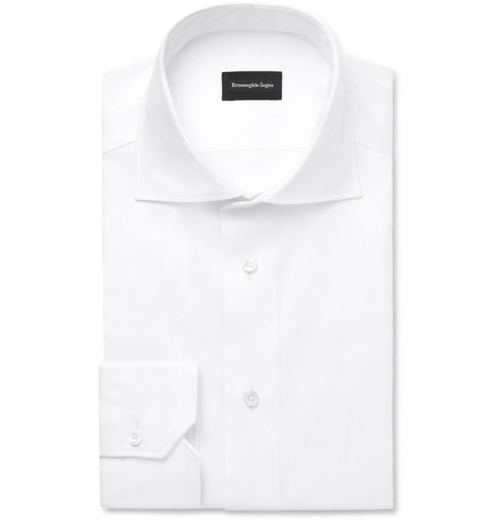 Photo: Ermenegildo Zegna - White Cutaway-Collar Cotton Oxford Shirt - White