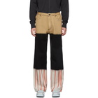 Eckhaus Latta Tan and Black Wide Leg Tri-Stacked Jeans