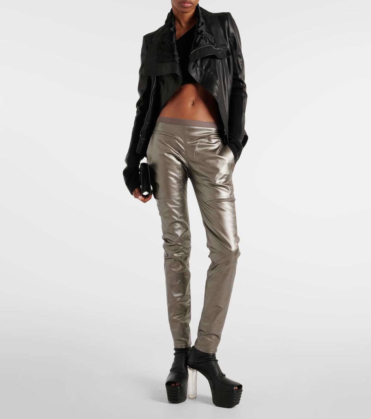 Rick Owens Metallic denim leggings