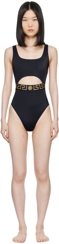 Photo: Versace Underwear Black Greca Border One-Piece Swimsuit
