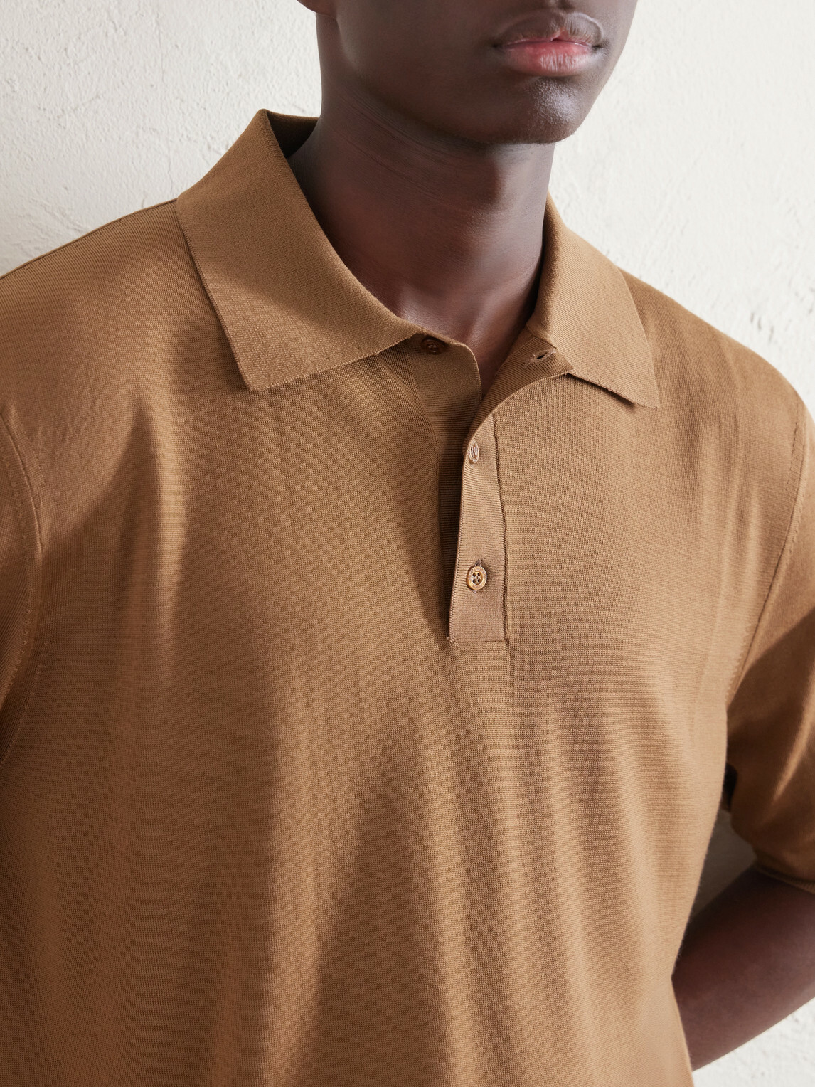 SAINT LAURENT - Wool Polo Shirt - Brown