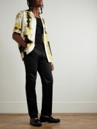 Versace - Straight-Leg Embellished Cotton-Gabardine Trousers - Black