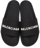 Balenciaga Black & White Logo Pool Slides