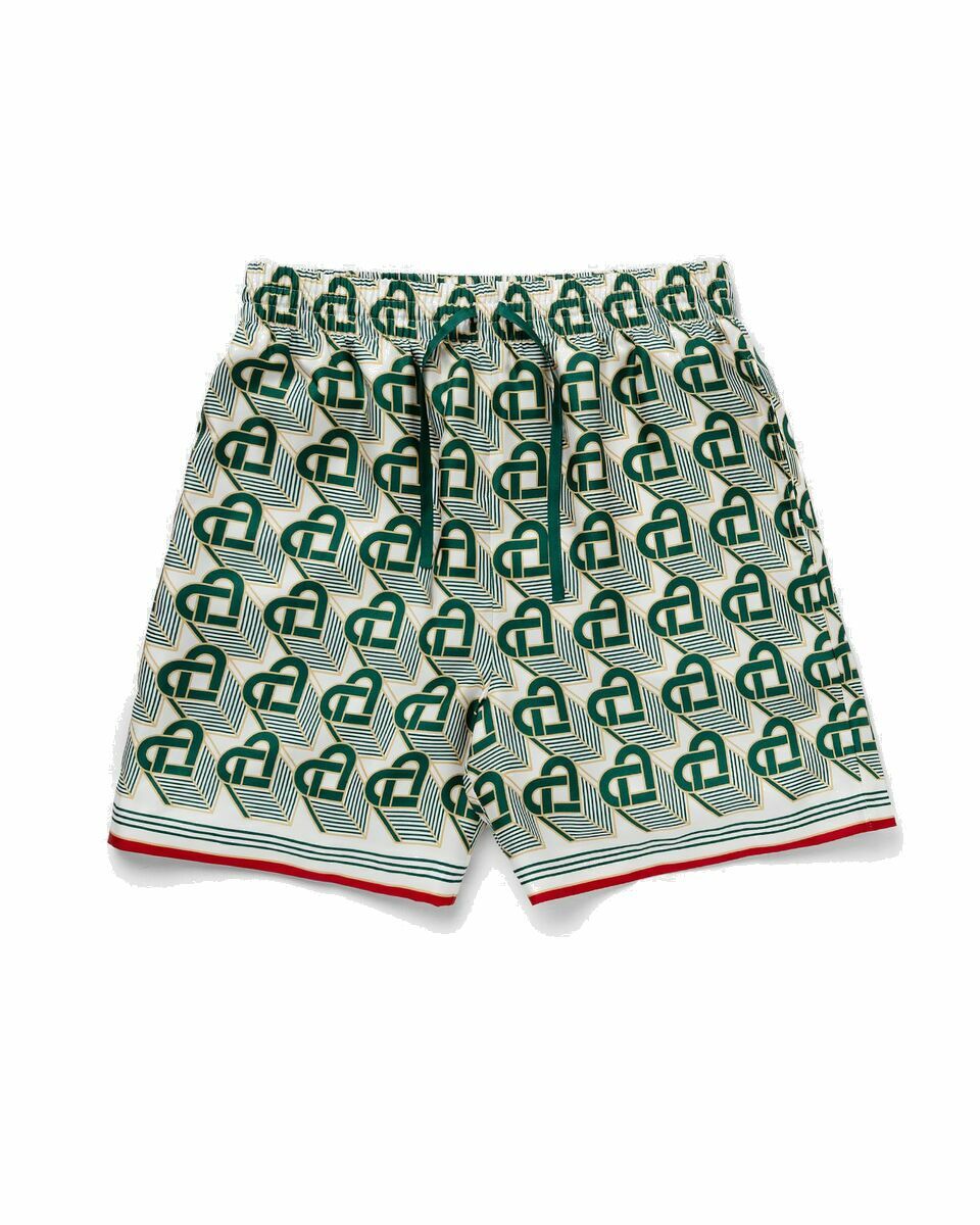 Photo: Casablanca Silk Shorts With Drawstrings Green - Mens - Casual Shorts