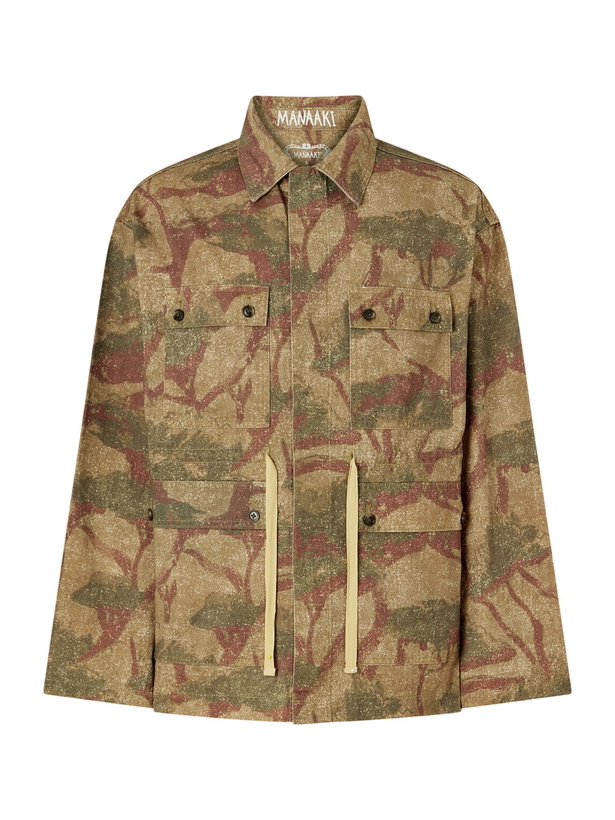 Photo: MANAAKI - Niha Camouflage-Print Denim Jacket - Green