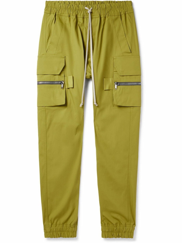 Photo: Rick Owens - Mastodon Skinny-Fit Cotton-Jersey Drawstring Cargo Trousers - Green