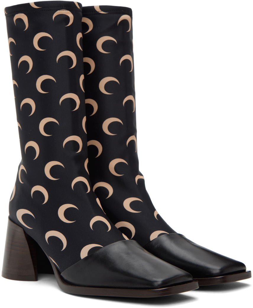 Marine Serre Black All Over Moon Boots