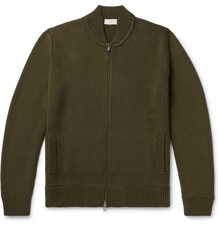 Photo: Altea - Virgin Wool Zip-Up Cardigan - Green