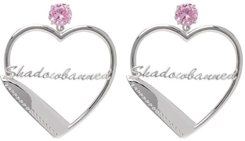Photo: I'm Sorry by Petra Collins SSENSE Exclusive Silver & Pink JIWINAIA Edition 'Shadowbanned' Heart Knife Earrings