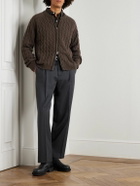 mfpen - Editor Cable-Knit Wool Zip-Up Cardigan - Brown