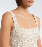 Là Fuori Embellished floral silk minidress