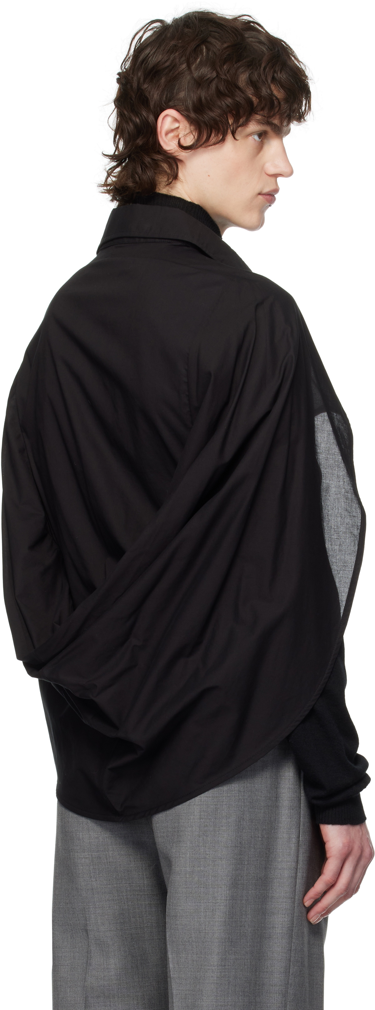 AARON ESH Black Open Arm Shirt
