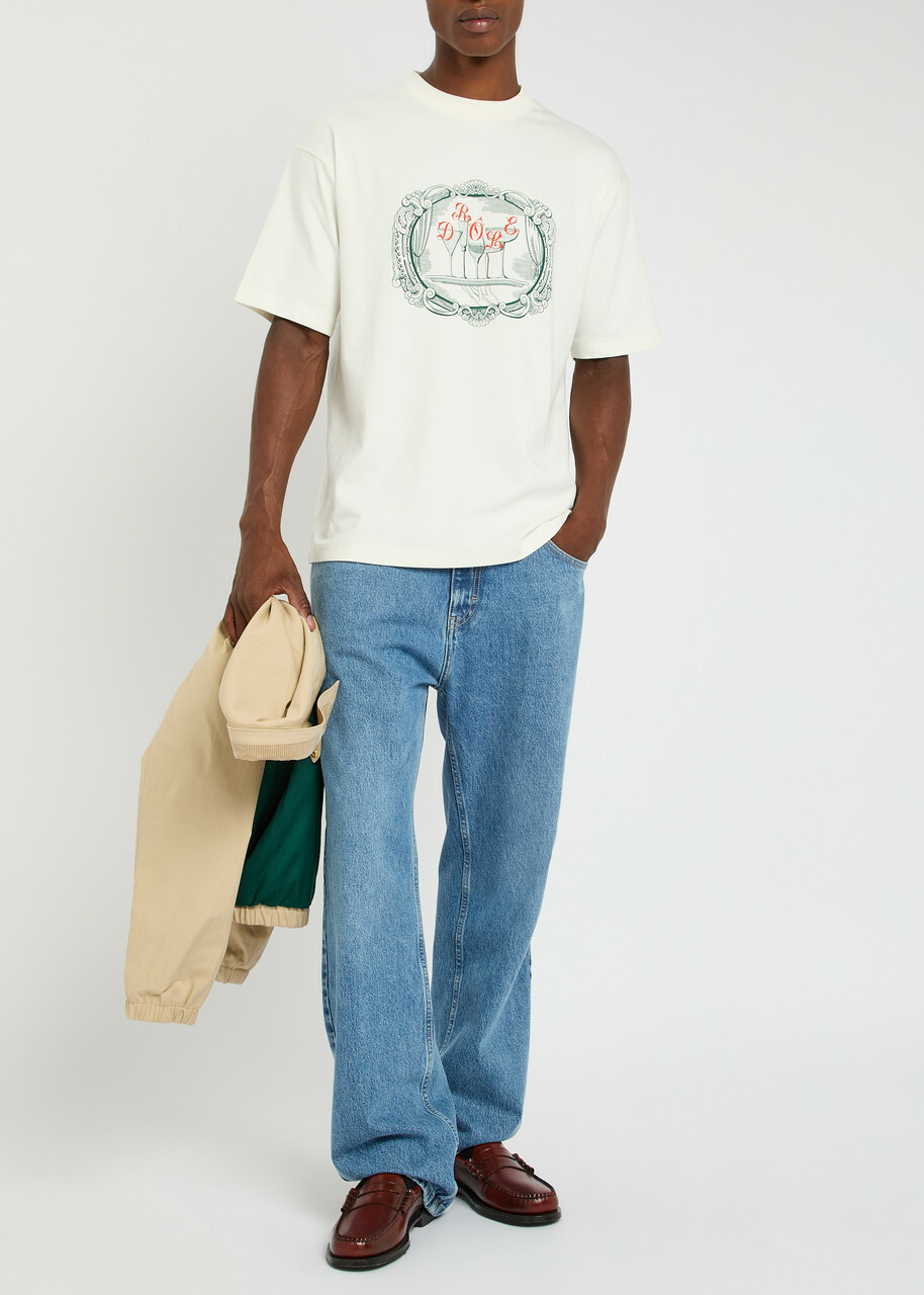 DRÔLE DE Monsieur Le Tshirt Plateau Printed Cotton T-shirt Off White