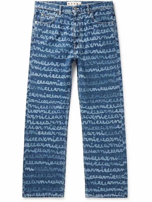 Photo: Marni - Straight-Leg Logo-Detailed Bleached Jeans - Blue