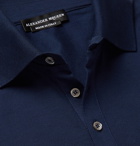 Alexander McQueen - Slim-Fit Embroidered Cotton-Piqué Polo Shirt - Men - Storm blue