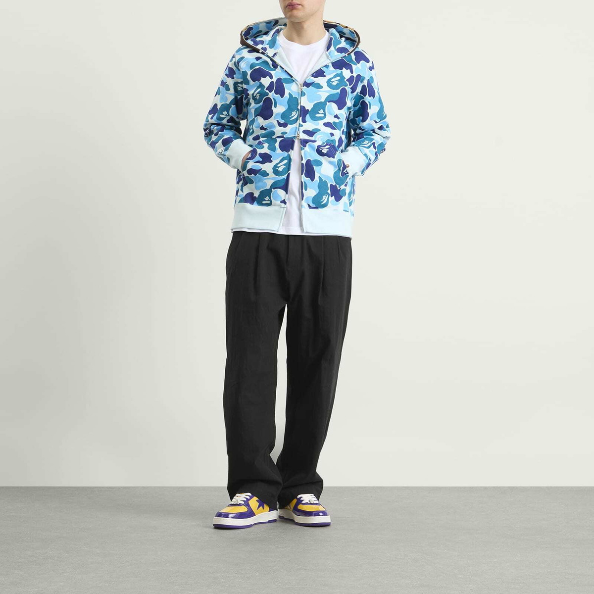 A Bathing Ape Men's ABC Camo 2nd Ape Zip Hoodie in Blue