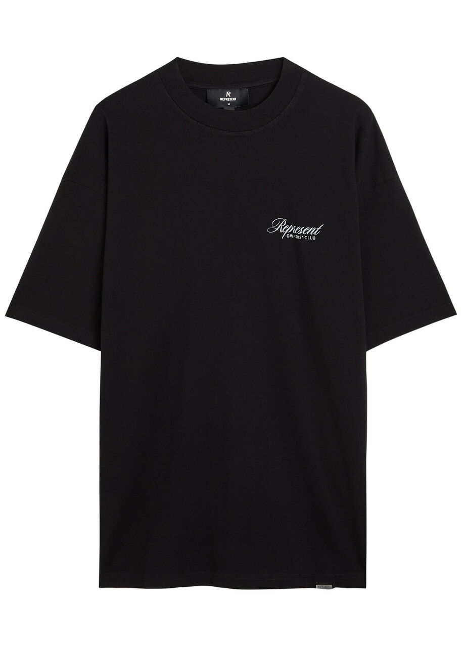 Represent Owners Club Printed Cotton T-shirt Black