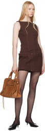 Marine Serre Brown Moon Jacquard Twill Minidress