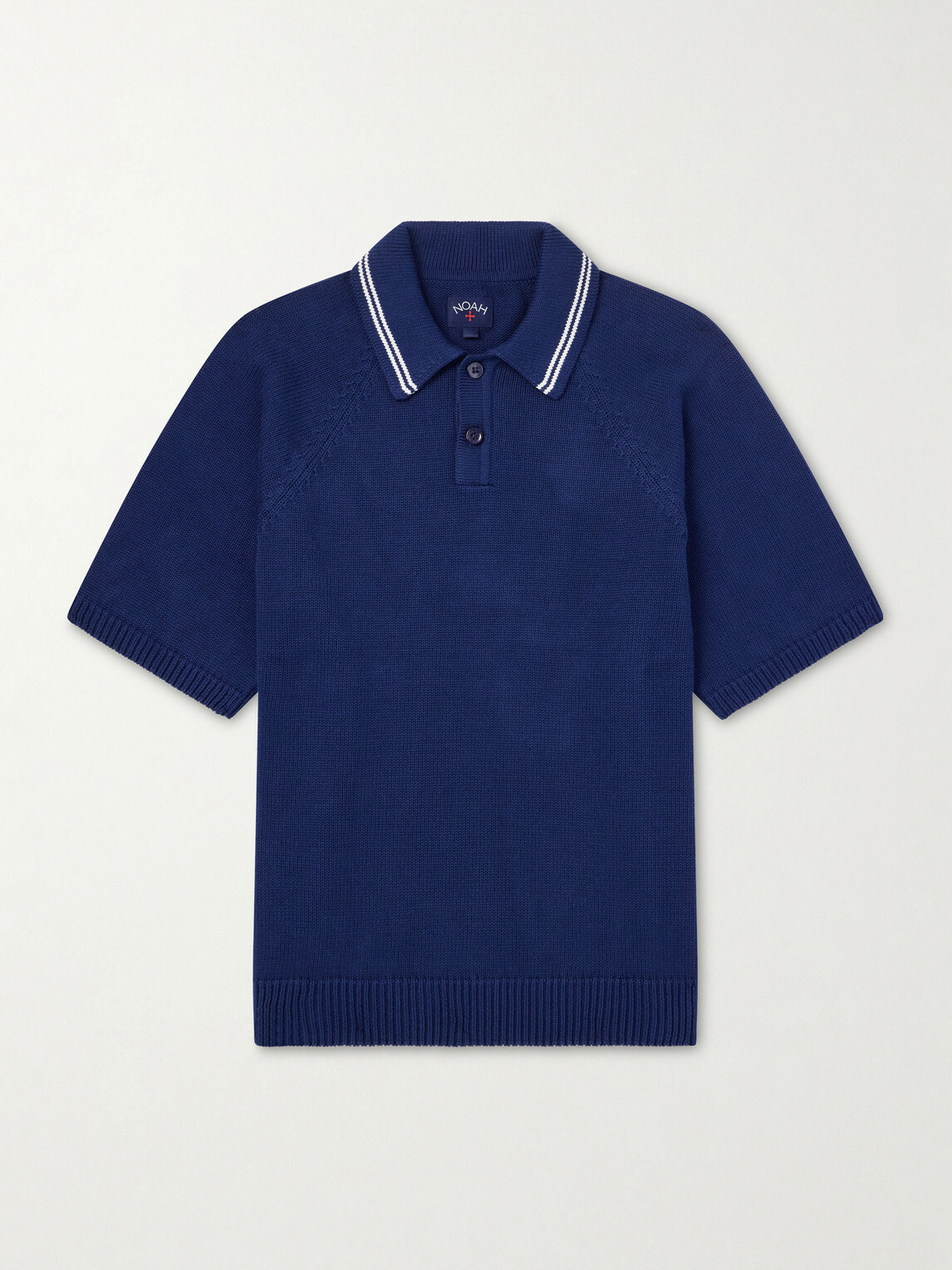 Noah - Striped Organic Cotton Polo Shirt - Blue Noah NYC