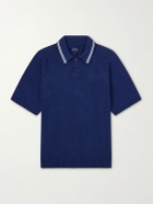 Noah - Striped Organic Cotton Polo Shirt - Blue