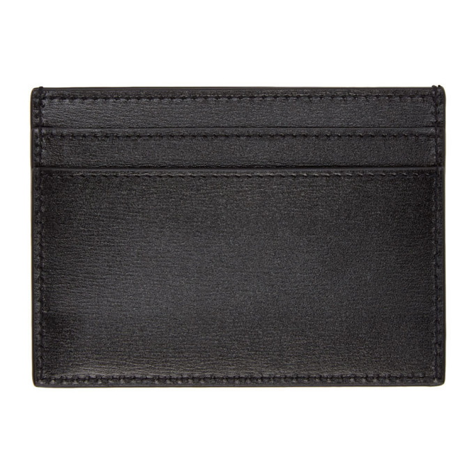 Saint Laurent Pebbled Logo Plaque Cardholder - Black