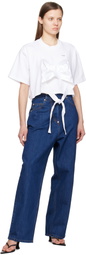 Pushbutton White Bra Point Cropped T-shirt