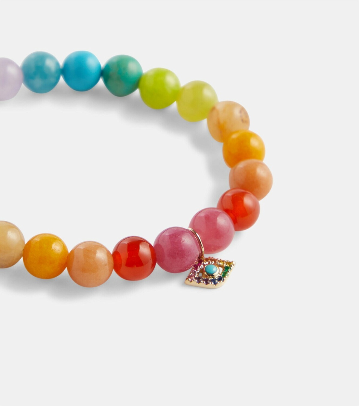 Sydney Evan Rainbow jade bracelet with 14kt yellow gold charm