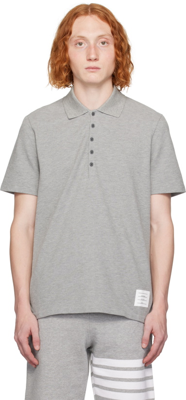 Photo: Thom Browne Gray Relaxed-Fit Polo
