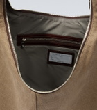Brunello Cucinelli Leather-trimmed shoulder bag
