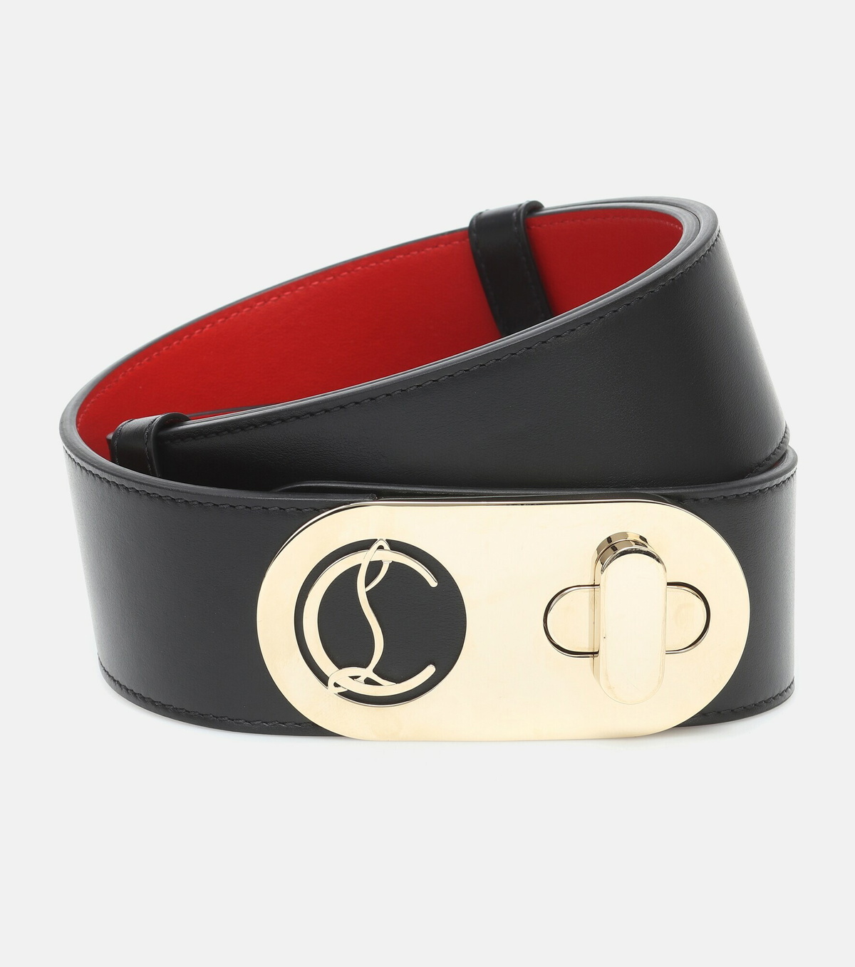 Christian Louboutin Red and Black Elisa Leather Belt with Gold Buckle Christian Louboutin Calfskin Leopard Elisa Belt Bag Brown  main image 3