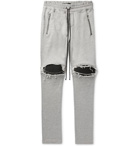 AMIRI - MX1 Slim-Fit Tapered Panelled Loopback Cotton-Jersey Biker Sweatpants - Light gray
