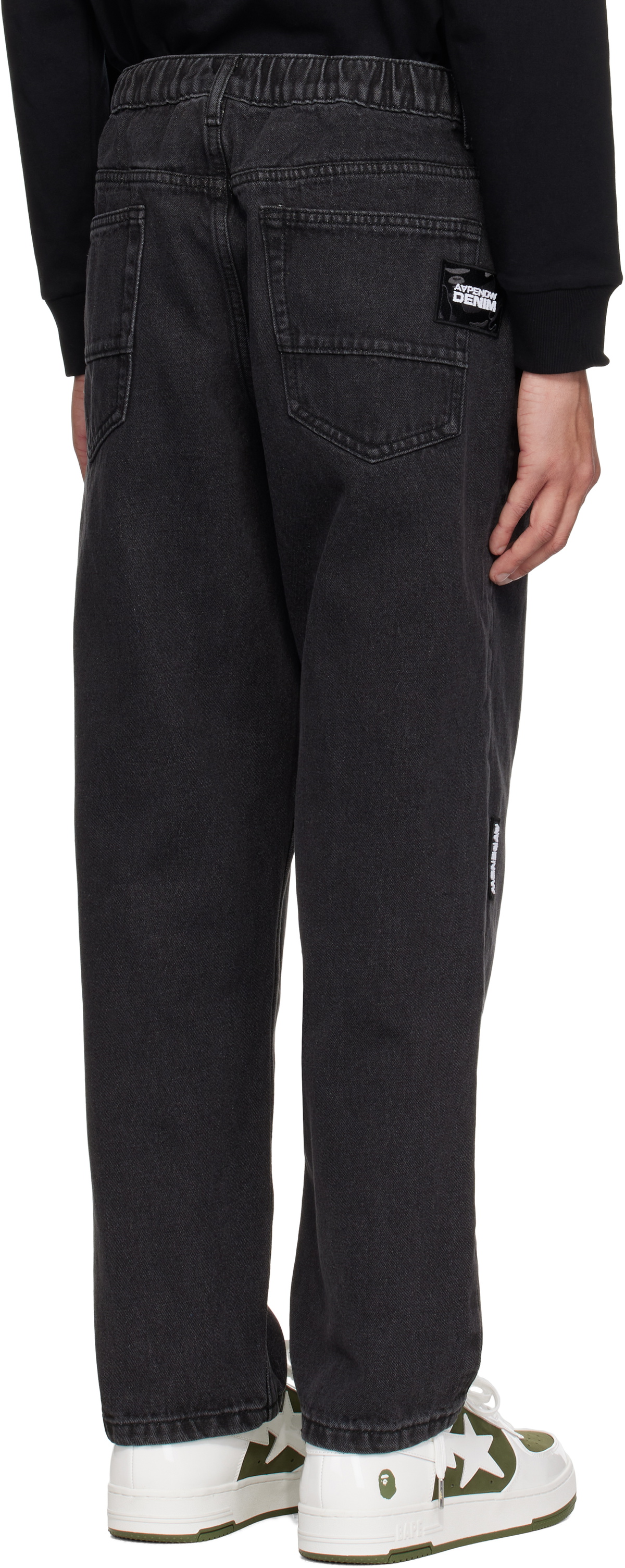 AAPE by A Bathing Ape Black 'AAPE NOW' Moonface Logo Jeans