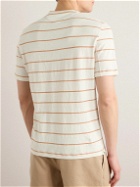Brunello Cucinelli - Striped Linen and Cotton-Blend T-Shirt - Neutrals
