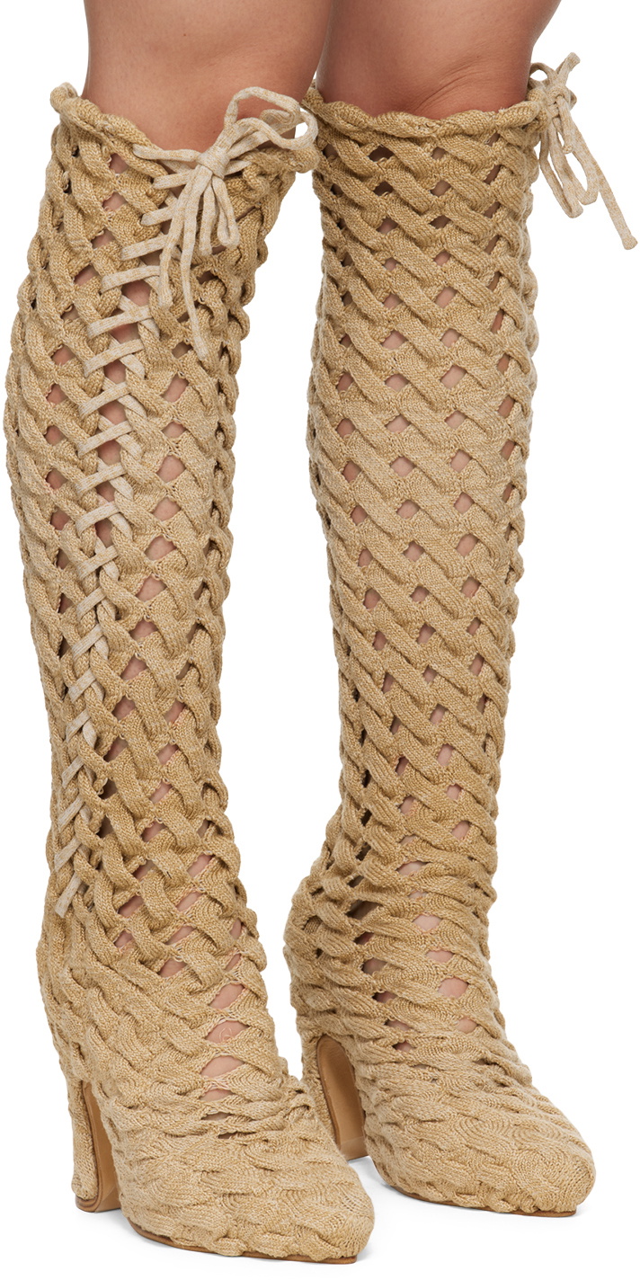 Isa Boulder SSENSE Exclusive Beige Spiral Cable Boots