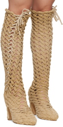 Isa Boulder SSENSE Exclusive Beige Spiral Cable Boots